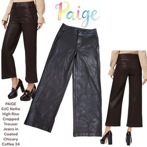 PAIGE Nellie High Rise Cropped Trouser Jeans Coated Chicory Coffee Women's 24